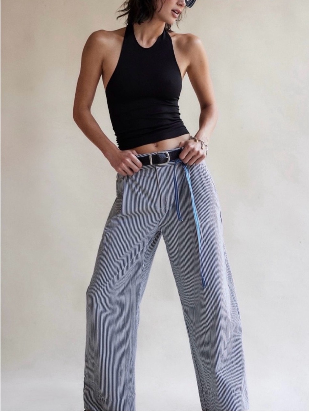 Buckle Back Wide-Leg Trousers Free People